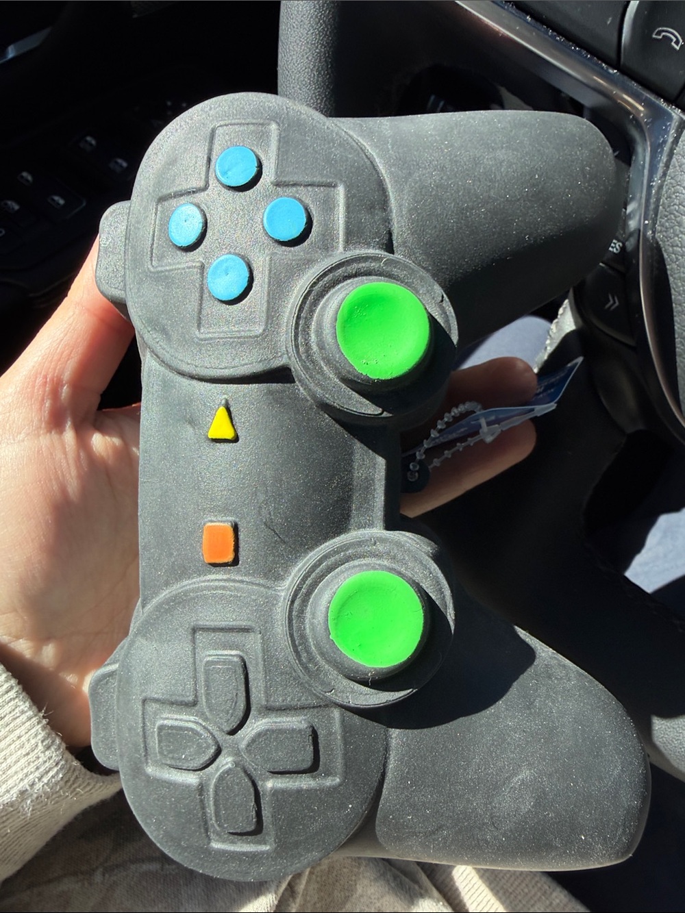 Black Silicone Game Controller Cover with Green Thumbstick Caps
